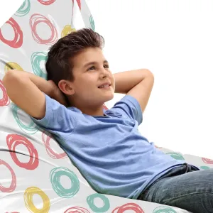 Ambesonne Geometric Lounger Chair Bag, Circular Shapes with Doodle Pencil Marks Colorful Ornamentation Design, High Capacity Storage with Handle Container, Lounger Size, Multicolor