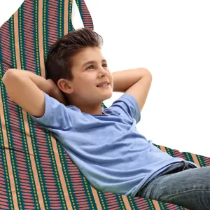 Ambesonne Geometric Lounger Chair Bag, Prehistoric Brush Stroke Effect Dots and Stripes Print with Pastel Colors, High Capacity Storage with Handle Container, Lounger Size, Multicolor