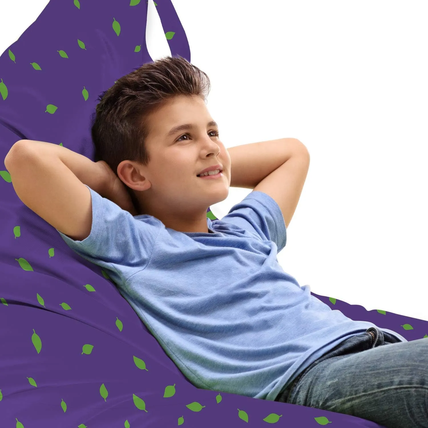 Ambesonne Green and Purple Lounger Chair Bag, Birch Leaves Pattern Repetitive Design Nature Themed Motif, High Capacity Storage with Handle Container, Lounger Size, Quartz and Lime Green