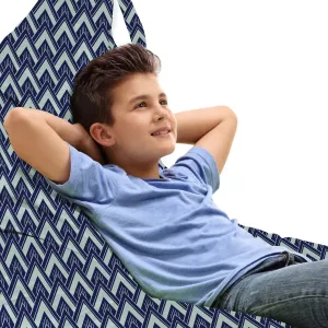 Ambesonne Modern Lounger Chair Bag, Symmetrical Pattern of Diagonal Nested Squares Check Squama Inspired, High Capacity Storage with Handle Container, Lounger Size, Night Blue Pale Seafoam