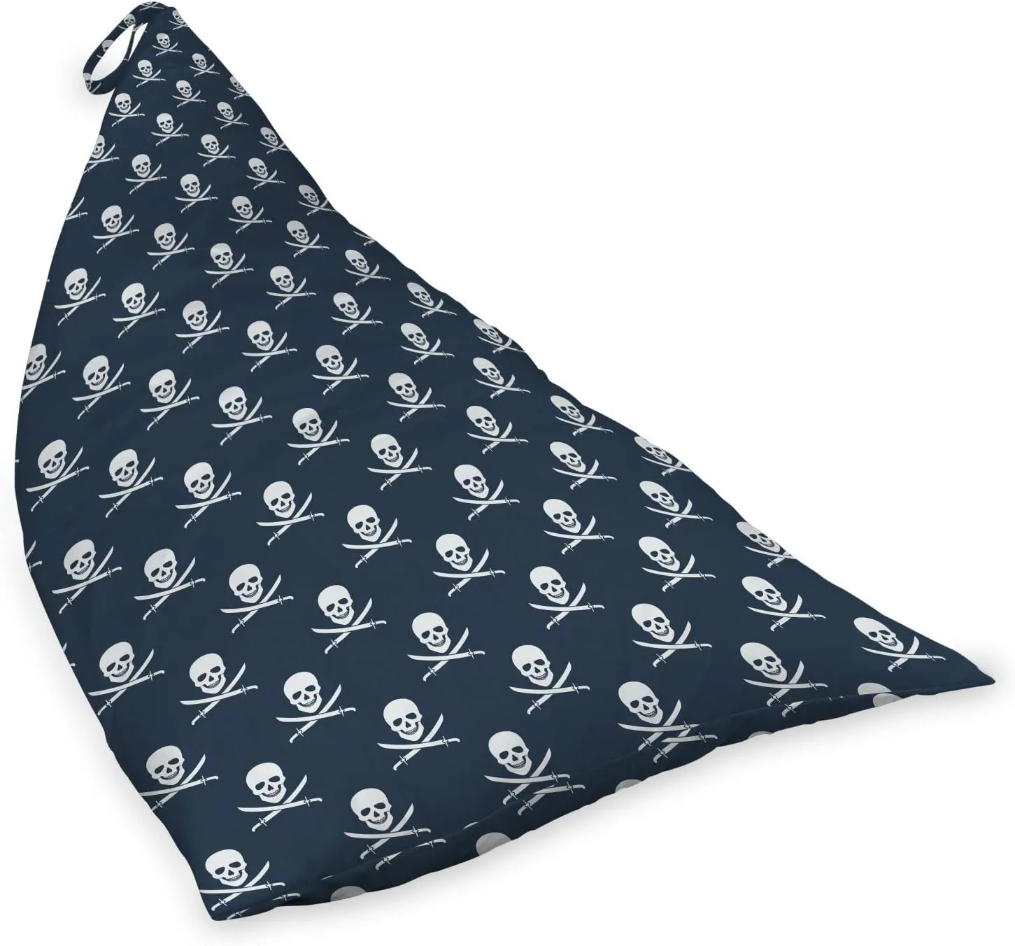 Ambesonne Pirates Lounger Chair Bag, Jolly Roger Pattern in Classic Nautical Colors Dangerous Halloween Character, High Capacity Storage with Handle Container, Lounger Size, Dark Blue White