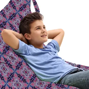 Ambesonne Retro Lounger Chair Bag, Ornamental Dots and Rhombuses in Abstract Victorian Pattern Vintage Inspirations, High Capacity Storage with Handle Container, Lounger Size, Multicolor