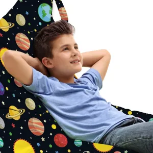 Ambesonne Space Lounger Chair Bag, Comets and Constellations Stars with Polka Dots Earth Sun Saturn Mars Solar System, High Capacity Storage with Handle Container, Lounger Size, Multicolor