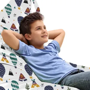 Ambesonne Travel Lounger Chair Bag, Doodle Layout of Hot Air Balloons Tribal, High Capacity Storage with Handle Container, Lounger Size, White Multicolor
