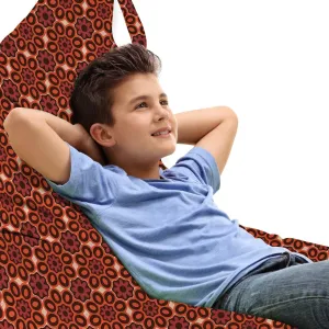 Ambesonne Vintage Lounger Chair Bag, Southeast Retro Aboriginal Traditional Pattern Round Flower Petals, High Capacity Storage with Handle Container, Lounger Size, Maroon Brown Orange