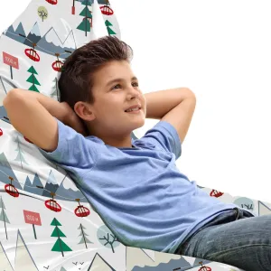 Ambesonne Winter Lounger Chair Bag, Snow Capped Mountains Trees and Elevators Ski Resort Setting, High Capacity Storage with Handle Container, Lounger Size, Blue Grey Dark Pink