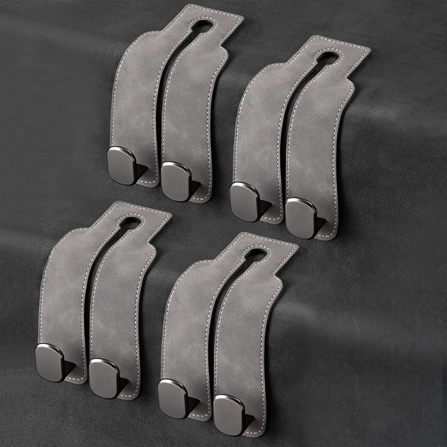 Amelity 4 Pack Car Purse Hook, Car Hooks for Purses and Bags Cute, Headrest Hooks for Car (Grey-4 Pack)