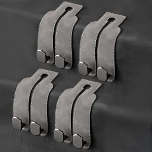 Amelity 4 Pack Car Purse Hook, Car Hooks for Purses and Bags Cute, Headrest Hooks for Car (Grey-4 Pack)