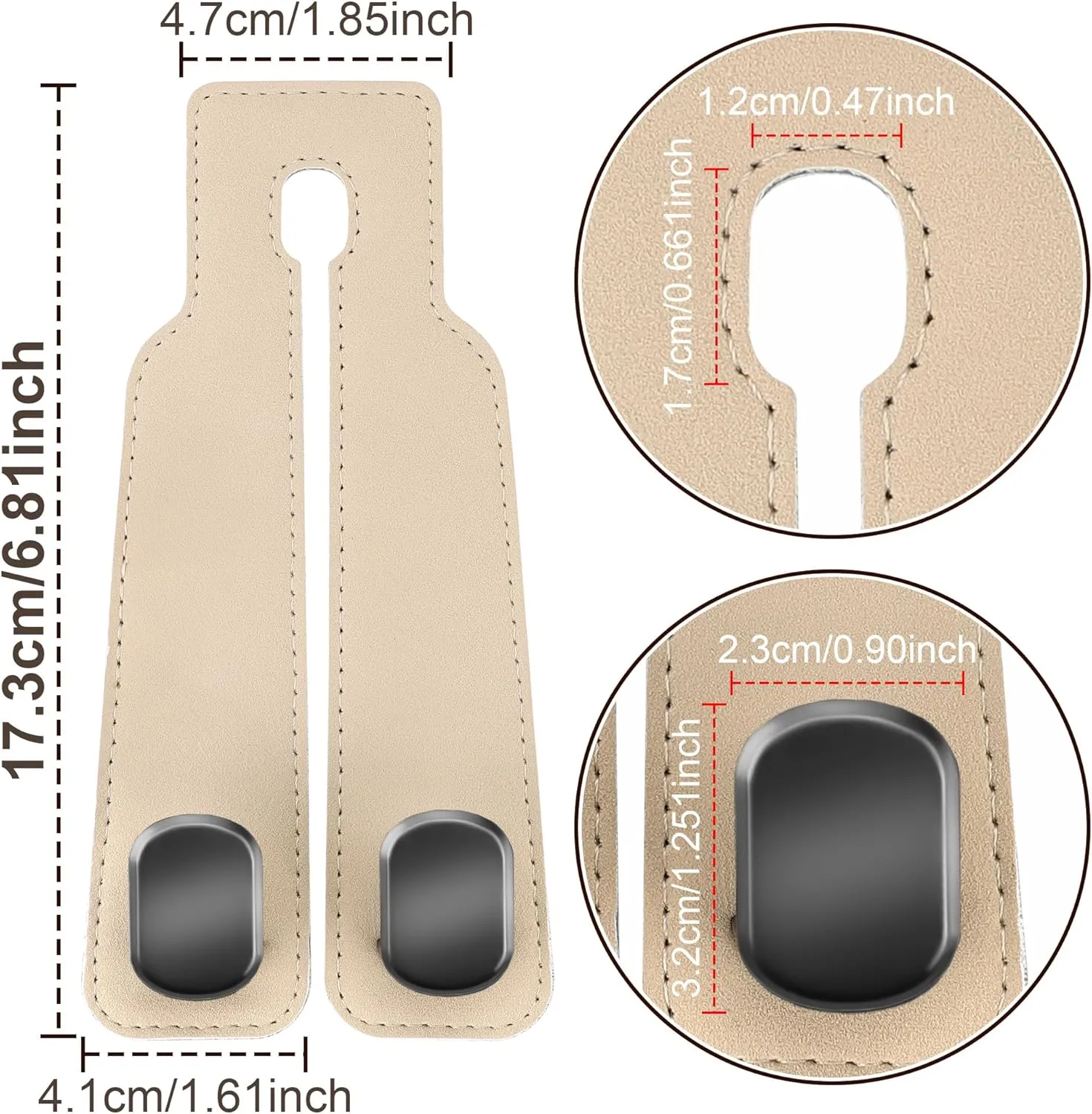 Amelity Car Seat Hooks, Car Seat Back Storage Hook, Purse Hanger for Car, Car Bag Hooks (Beige-4 Pack)