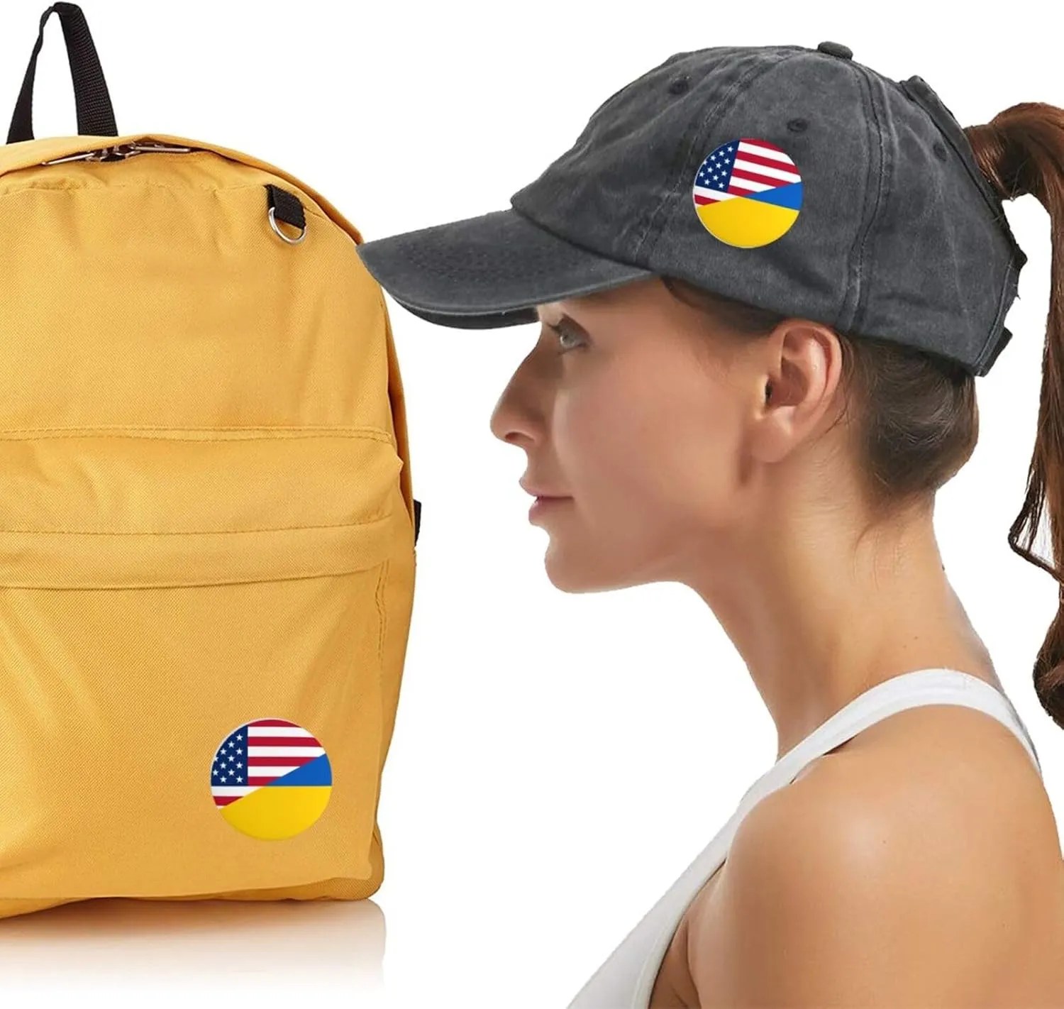 American & Ukraine Flag Express Your Unique Style with Our Fashionable Round Badges
