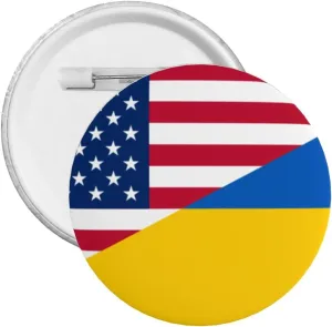 American & Ukraine Flag Express Your Unique Style with Our Fashionable Round Badges