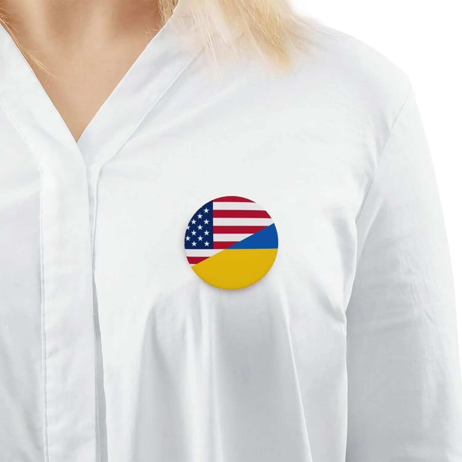 American & Ukraine Flag Express Your Unique Style with Our Fashionable Round Badges