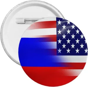 American and Russian Flag Express Your Unique Style with Our Fashionable Round Badges