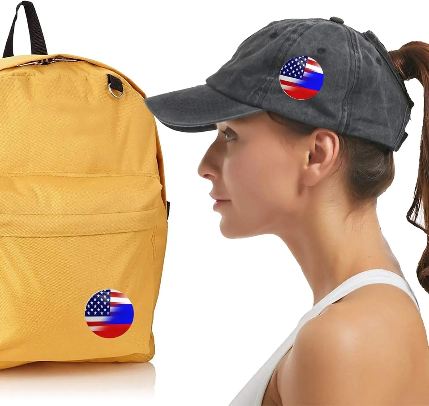 American and Russian Flag Express Your Unique Style with Our Fashionable Round Badges