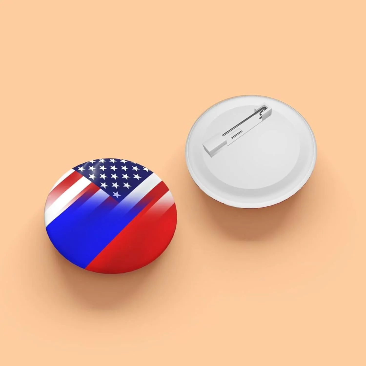 American and Russian Flag Express Your Unique Style with Our Fashionable Round Badges
