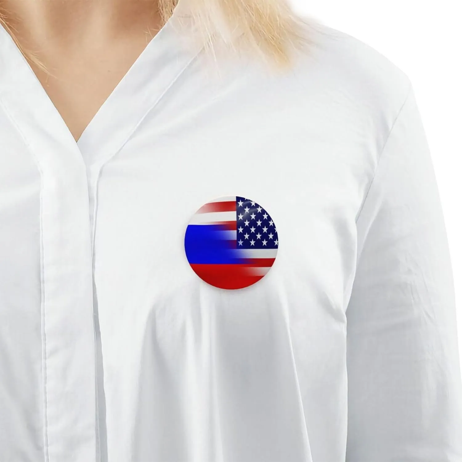 American and Russian Flag Express Your Unique Style with Our Fashionable Round Badges