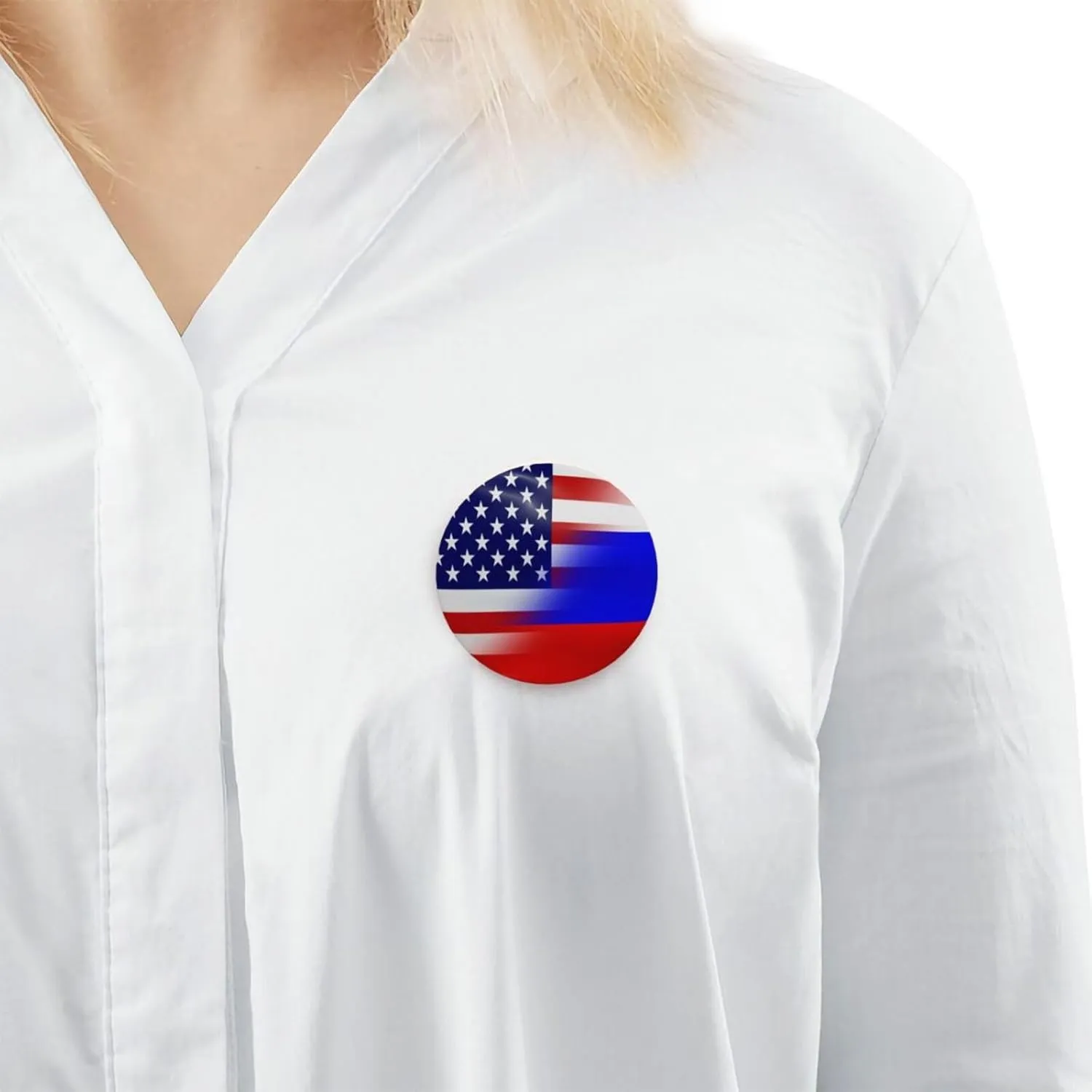 American and Russian Flag Express Your Unique Style with Our Fashionable Round Badges
