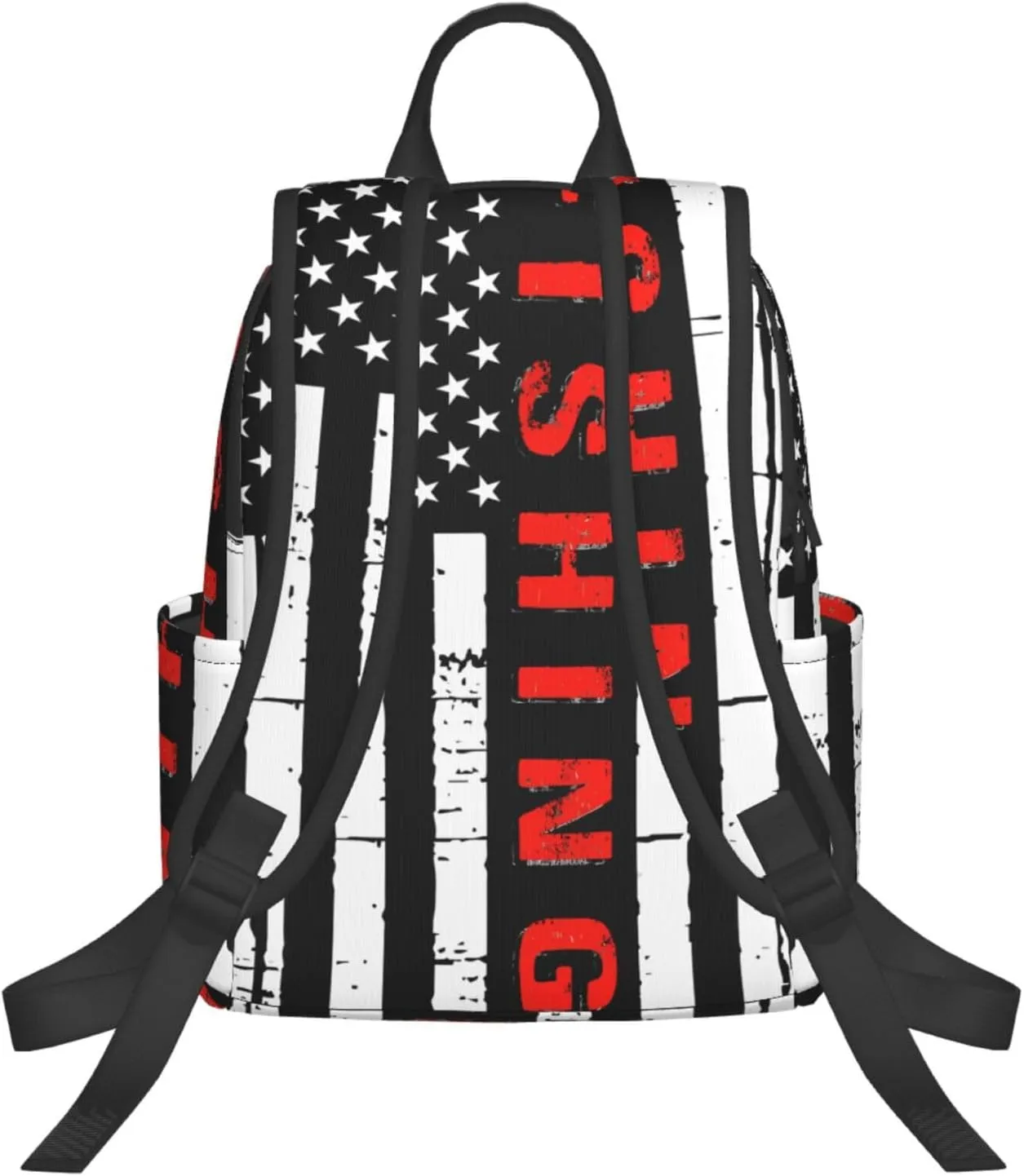 American Fishing Flag Casual Backpacks Laptop Backpack Outdoor Travel Rucksack Sport Carry-On Daypack Lightweight Bag with Multi-Pockets