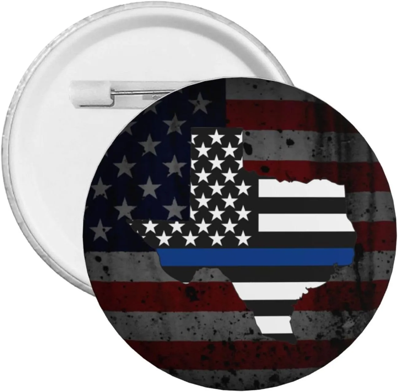 American Flag with Texas Police Blue Line Express Your Unique Style with Our Fashionable Round Badges