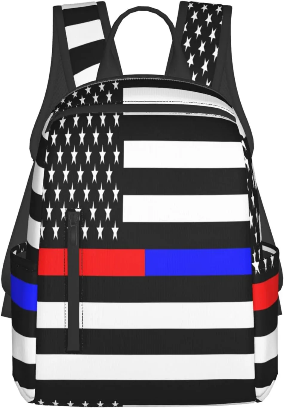 American Flags Thin Blue Red Line Casual Backpacks Laptop Backpack Outdoor Travel Rucksack Sport Carry-On Daypack Lightweight Bag with Multi-Pockets
