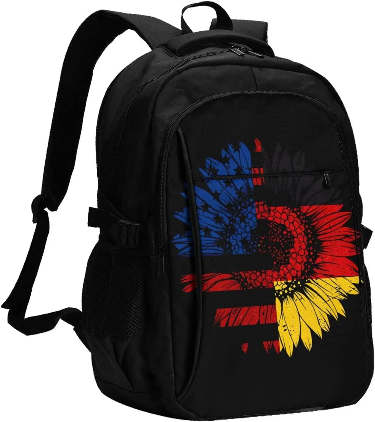 American German Germany Flag Travel Backpacks Casual Backpack Large Capacity Laptop Rucksack Luggage Daypacks with USB Charging Port Multi-Pockets Bags for Hiking
