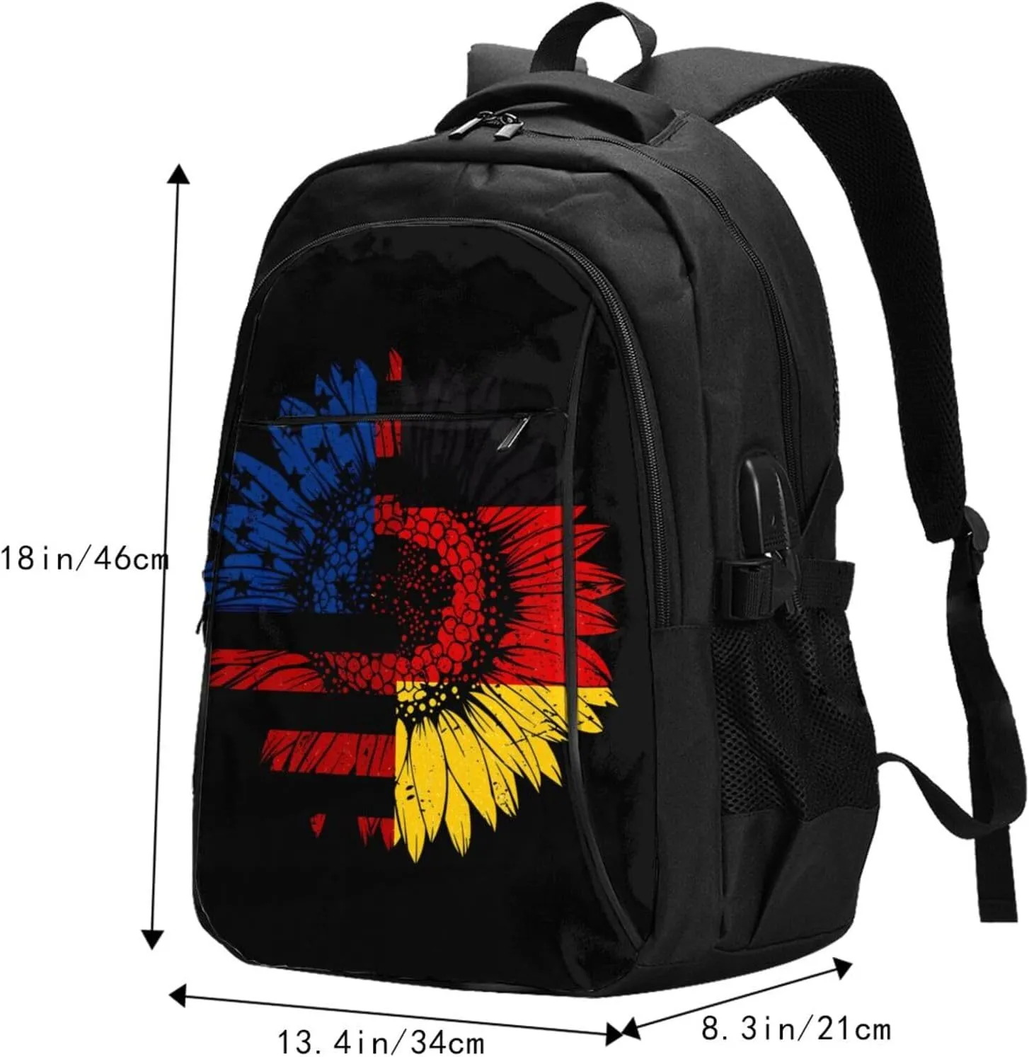American German Germany Flag Travel Backpacks Casual Backpack Large Capacity Laptop Rucksack Luggage Daypacks with USB Charging Port Multi-Pockets Bags for Hiking