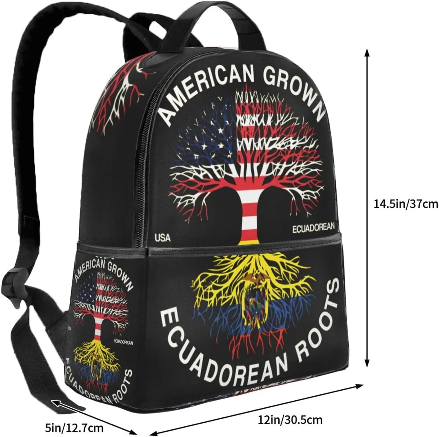 American Grown Ecuadorian Roots Ecuador Flag Casual Backpacks Laptop Backpack Carry-on Daypack Sports Travel Rucksack Lightweight Working Bag for Outdoor Hiking Cycling Walking