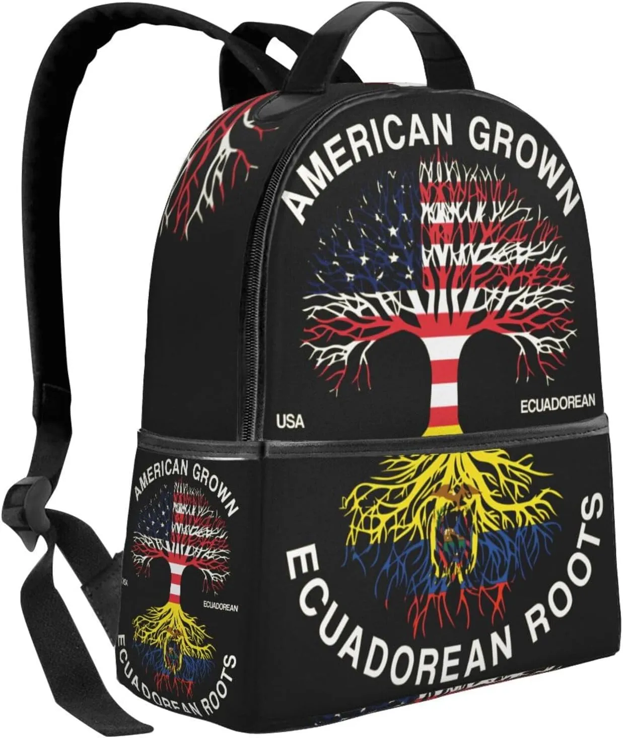 American Grown Ecuadorian Roots Ecuador Flag Casual Backpacks Laptop Backpack Carry-on Daypack Sports Travel Rucksack Lightweight Working Bag for Outdoor Hiking Cycling Walking