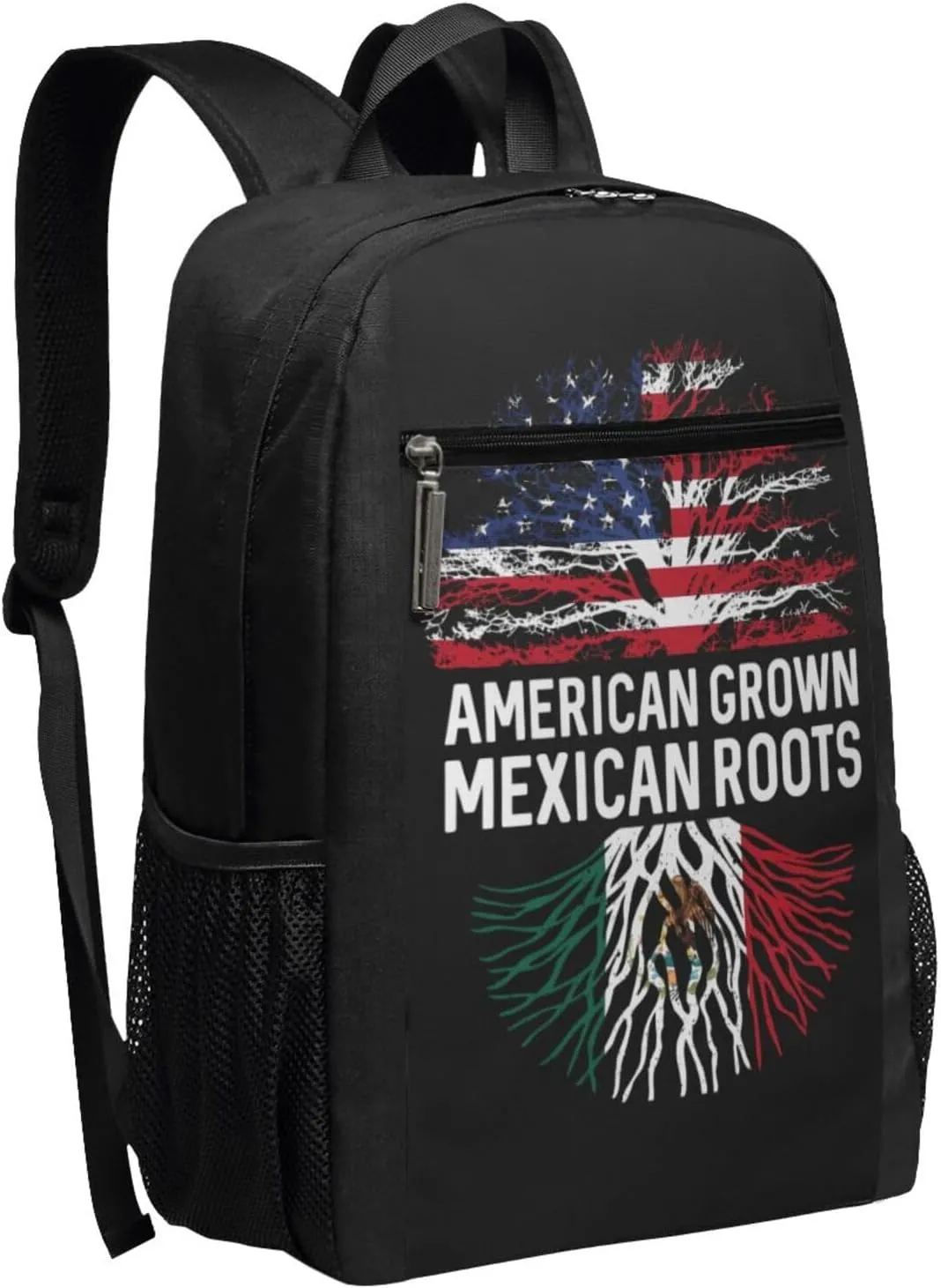 American Grown Mexican Roots Mexico Flag Tree Casual Backpacks Sports Backpack Large Capacity Travel Rucksack Laptop Daypack with Multi-Pockets Adjustable Strap Work Bag for Hiking