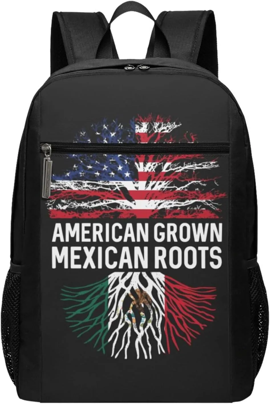 American Grown Mexican Roots Mexico Flag Tree Casual Backpacks Sports Backpack Large Capacity Travel Rucksack Laptop Daypack with Multi-Pockets Adjustable Strap Work Bag for Hiking