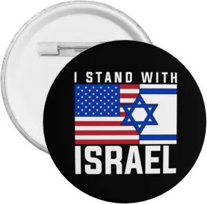 American I Stand with Israel USA Flag Express Your Unique Style with Our Fashionable Round Badges