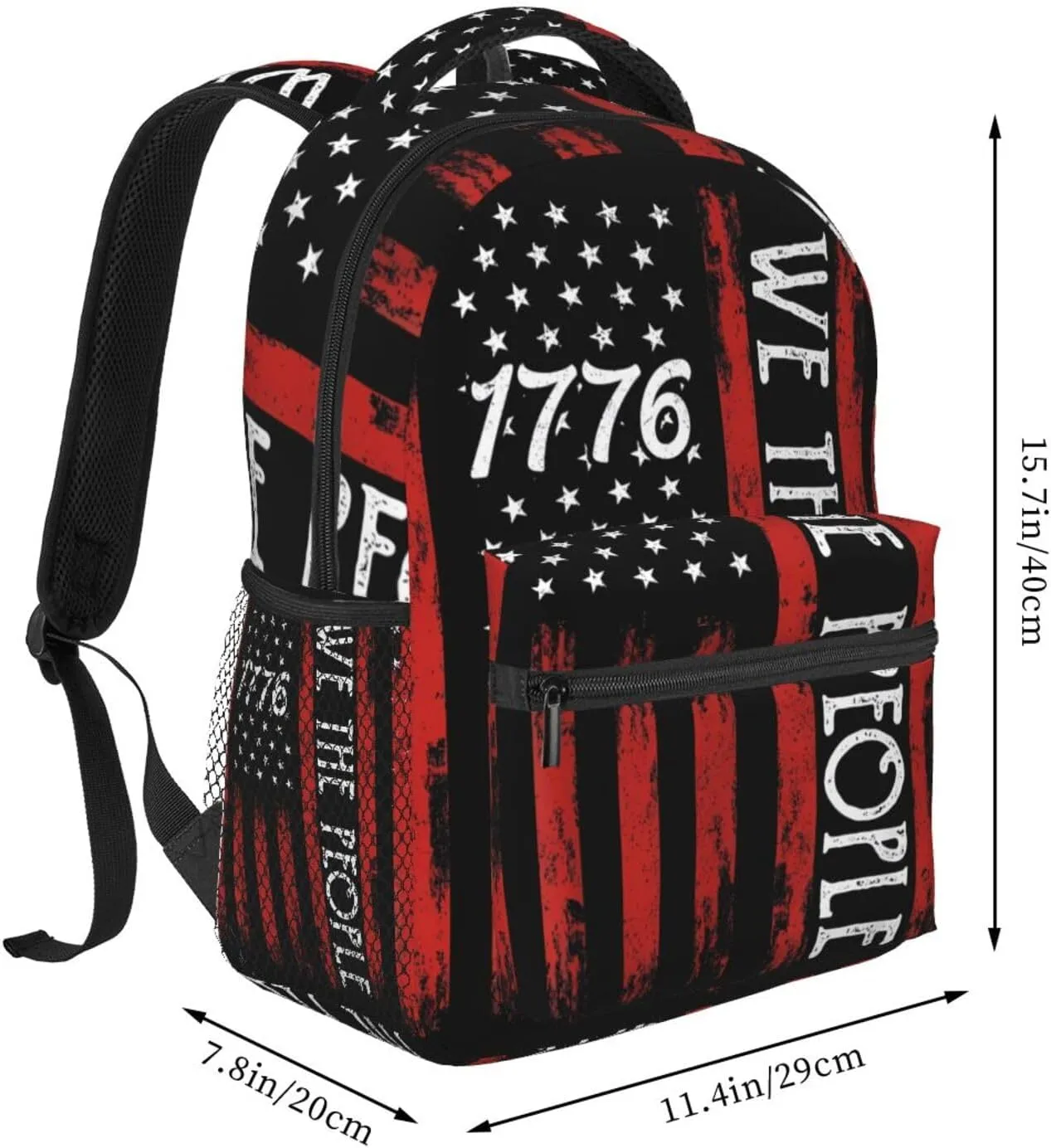 American Independence Day American Flag 1776 We The People Casual Backpacks Sport Backpack Travel Rucksack Canvas Daypack Workout Bags with Pockets for Gym Working Hiking