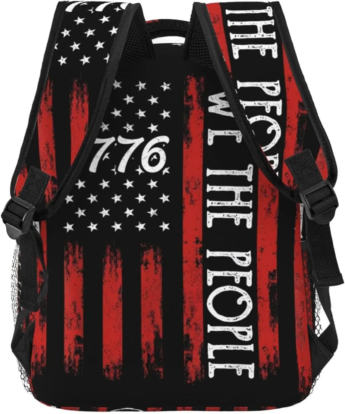 American Independence Day American Flag 1776 We The People Casual Backpacks Sport Backpack Travel Rucksack Canvas Daypack Workout Bags with Pockets for Gym Working Hiking