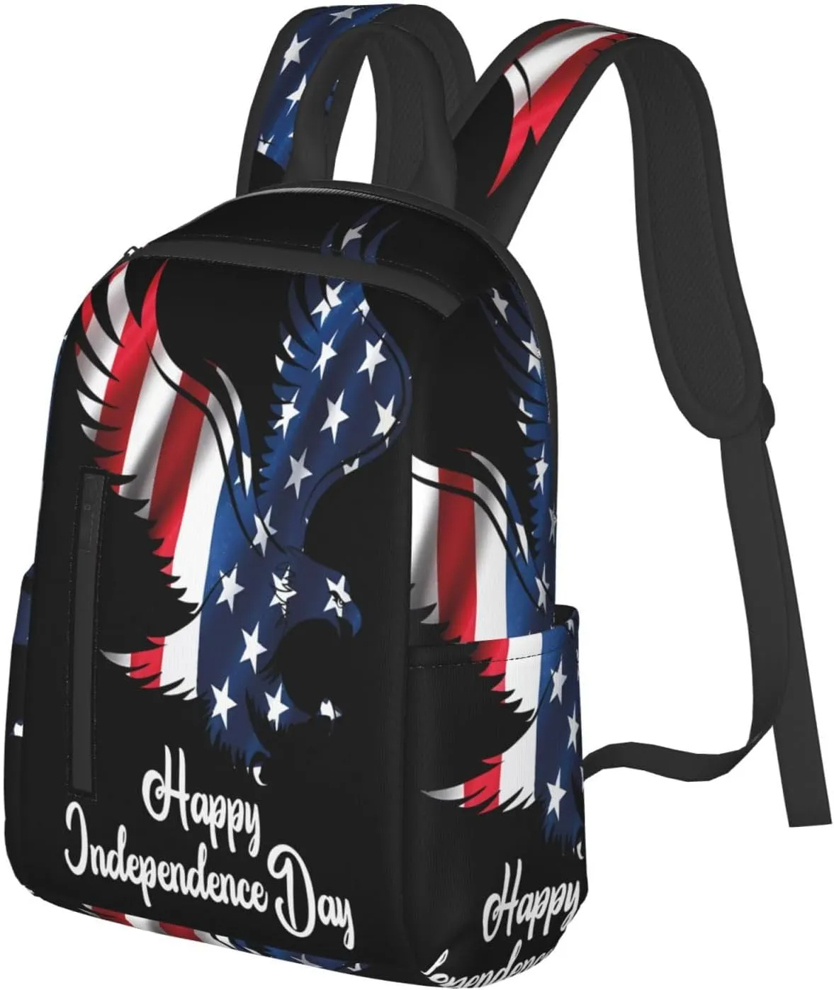 American Independence Day American Flag 1776 We The People Eagle Casual Backpacks Laptop Backpack Outdoor Travel Rucksack Sport Carry-On Daypack Lightweight Bag with Multi-Pockets