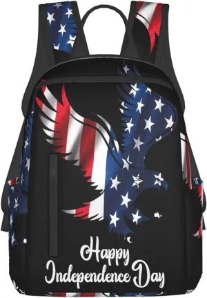 American Independence Day American Flag 1776 We The People Eagle Casual Backpacks Laptop Backpack Outdoor Travel Rucksack Sport Carry-On Daypack Lightweight Bag with Multi-Pockets