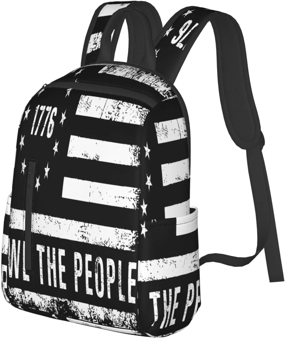 American Independence Day American Flags We The People 1776 Casual Backpacks Laptop Backpack Outdoor Travel Rucksack Sport Carry-On Daypack Lightweight Bag with Multi-Pockets