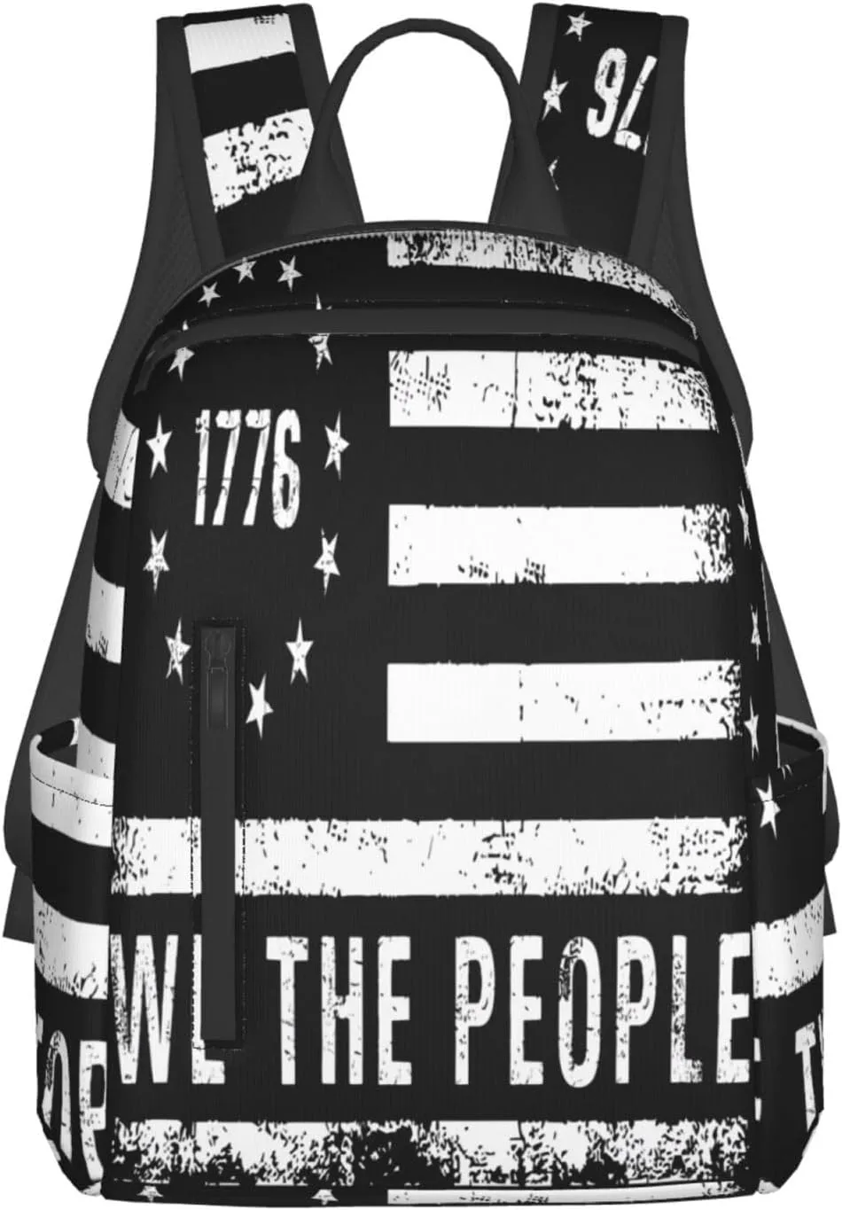 American Independence Day American Flags We The People 1776 Casual Backpacks Laptop Backpack Outdoor Travel Rucksack Sport Carry-On Daypack Lightweight Bag with Multi-Pockets