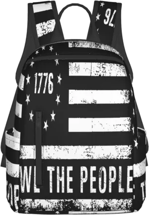 American Independence Day American Flags We The People 1776 Casual Backpacks Laptop Backpack Outdoor Travel Rucksack Sport Carry-On Daypack Lightweight Bag with Multi-Pockets