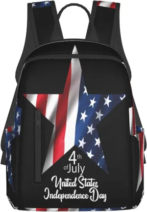 American Independence Day Star American Flag Casual Backpacks Laptop Backpack Outdoor Travel Rucksack Sport Carry-On Daypack Lightweight Bag with Multi-Pockets