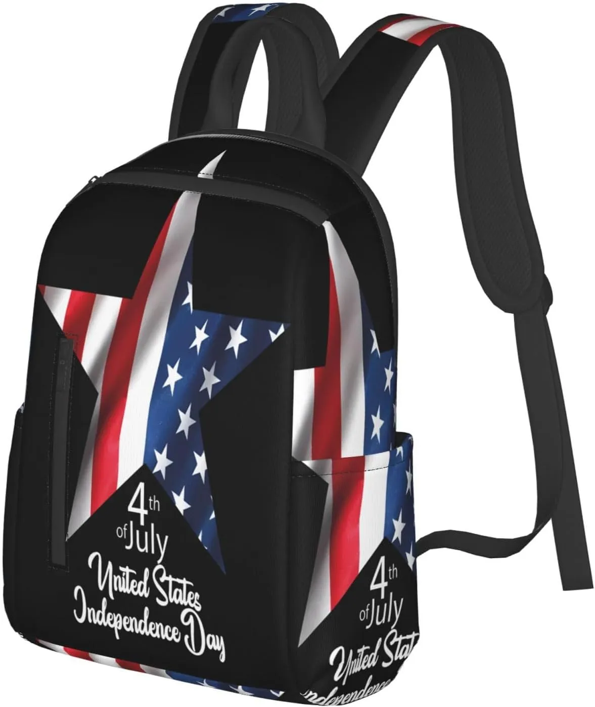 American Independence Day Star American Flag Casual Backpacks Laptop Backpack Outdoor Travel Rucksack Sport Carry-On Daypack Lightweight Bag with Multi-Pockets