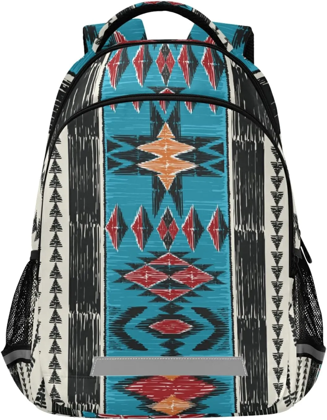 American Indian Aztec Geometric Pattern Backpacks for Girls Boys Kids School Book Bags 3rd 4th 5th Grade Laptop Casual Daypack Travel Shoulder Bag with Chest Strap