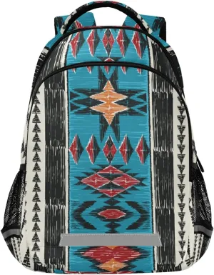 American Indian Aztec Geometric Pattern Backpacks for Girls Boys Kids School Book Bags 3rd 4th 5th Grade Laptop Casual Daypack Travel Shoulder Bag with Chest Strap