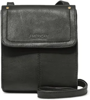 American Leather Kansas Crossbody HandBag, 100% Genuine Leather Purse, Multi-Pocket Sling Bag & Adjustable Straps for Women
