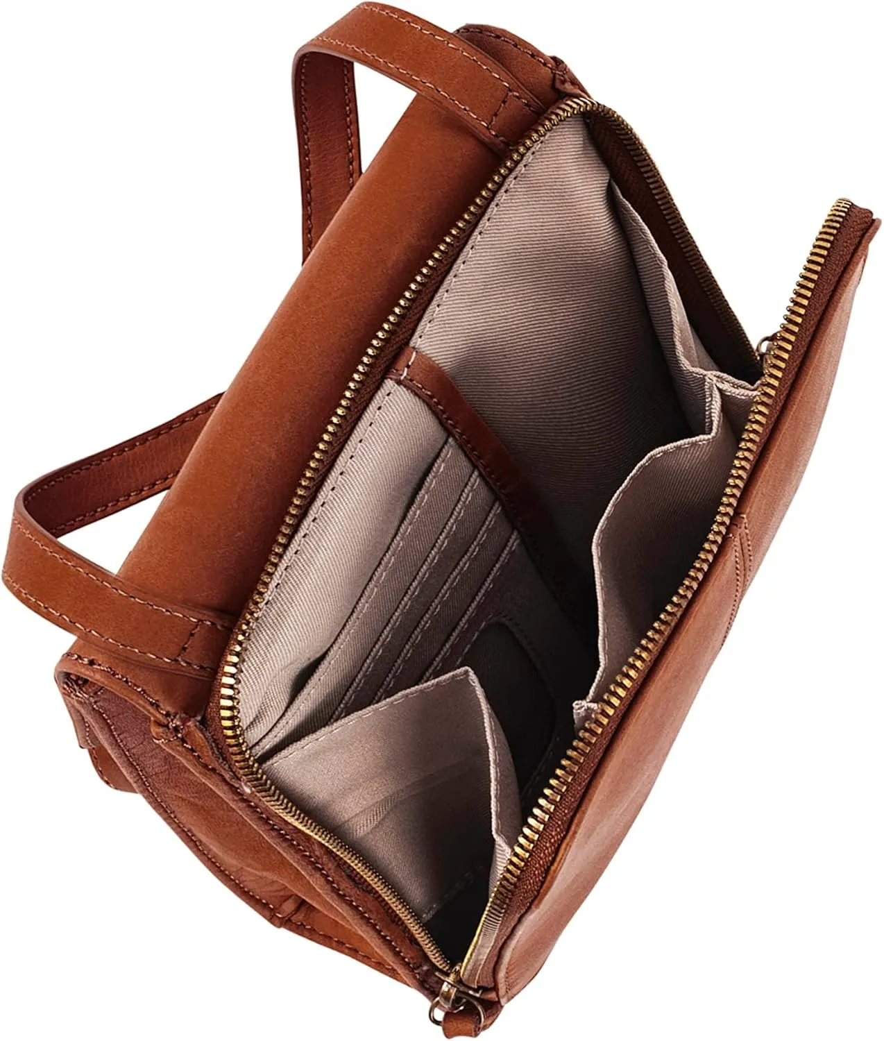 American Leather Kansas Crossbody HandBag, 100% Genuine Leather Purse, Multi-Pocket Sling Bag & Adjustable Straps for Women