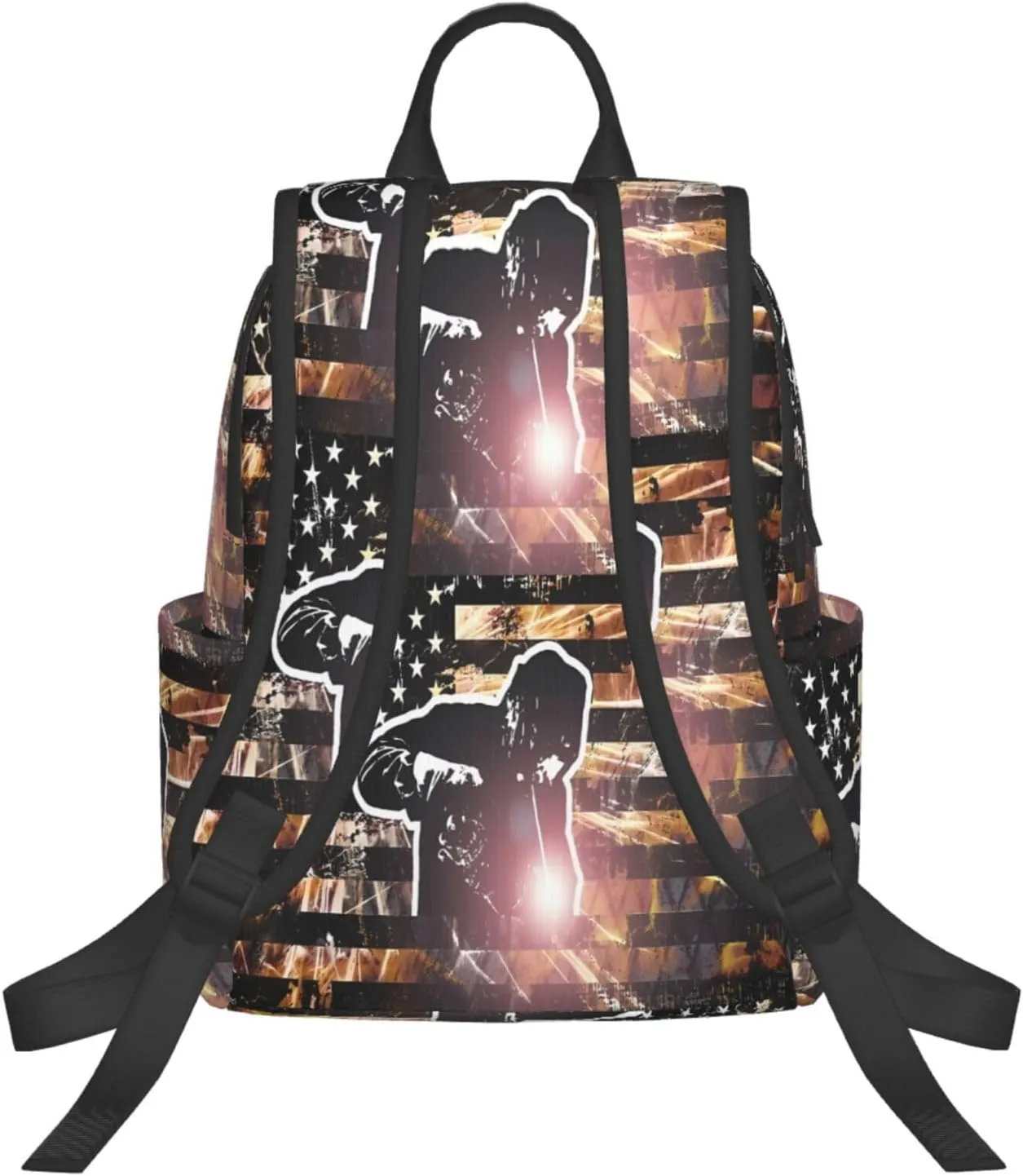 American Welding Flag Sparks and Flames Casual Backpacks Laptop Backpack Outdoor Travel Rucksack Sport Carry-On Daypack Lightweight Bag with Multi-Pockets
