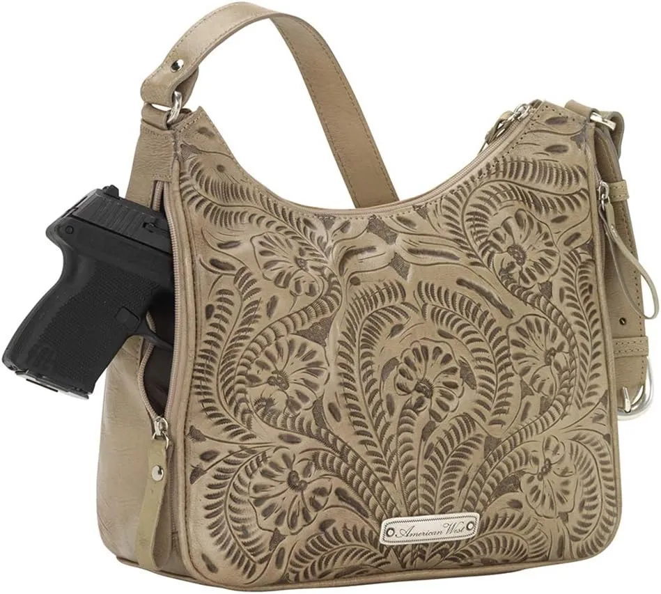 American West Annie's Secret Collection Shoulder bag w/Secret Compartment - 100% Genuine Leather Handbag for Women