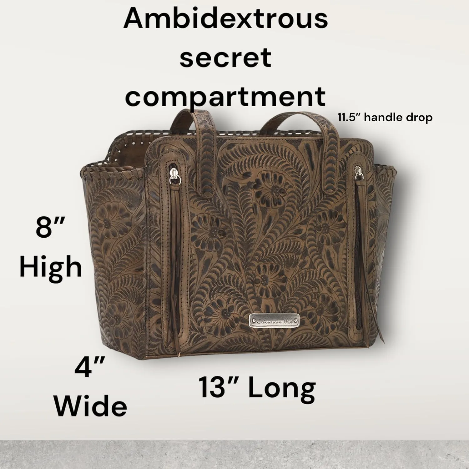 American West Annie's Secret Zip-Top Tote | Ambidextrous Conceal Carry Pocket for Women