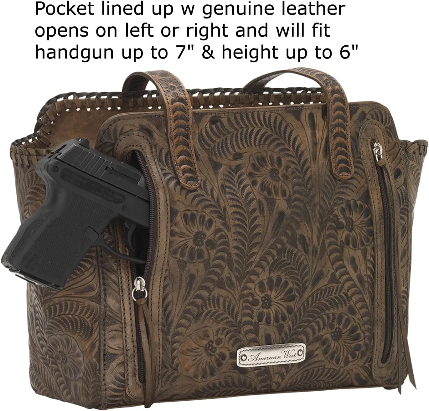 American West Annie's Secret Zip-Top Tote | Ambidextrous Conceal Carry Pocket for Women