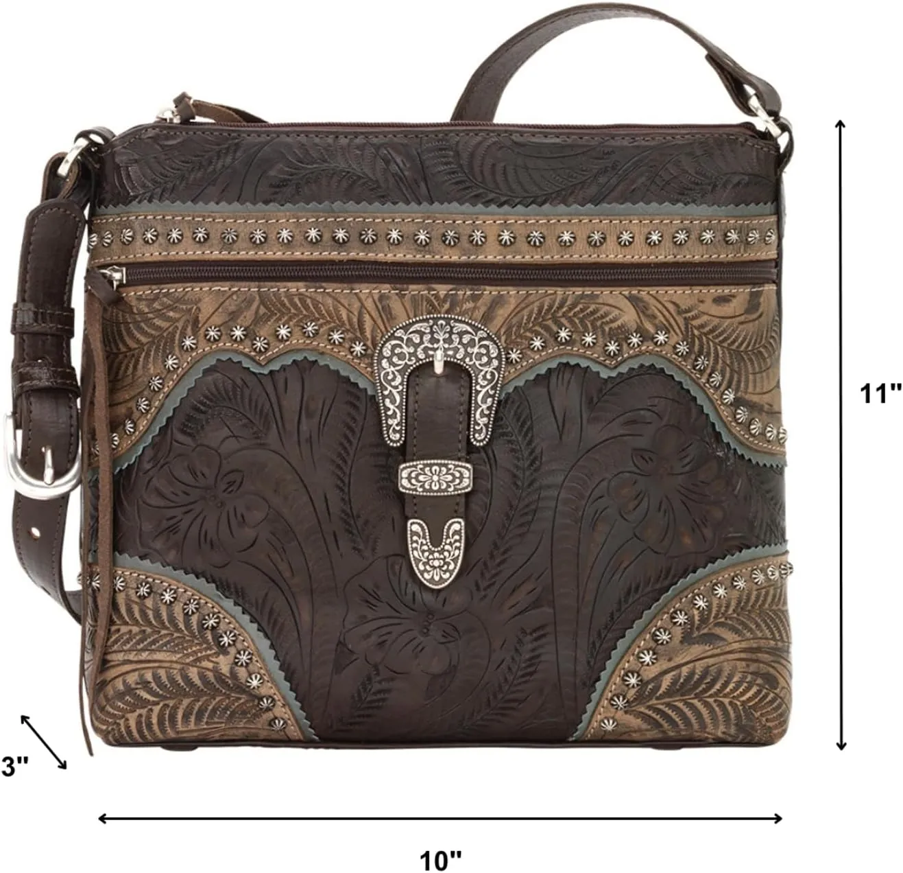American West Ladies Saddle Ridge Zip Top Shoulder Bag
