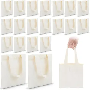 Amylove 24 Pcs Mini Tote Bag Sublimation Blank Canvas Tote Bags Reusable Grocery Luggage DIY Sack Goody for Party Even (8.5 x 8 Inch,Natural Color)